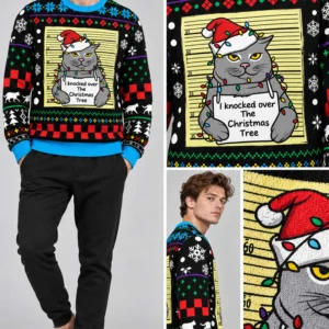 i knocked over the christmas tree ugly christmas sweater2