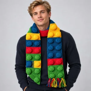 knitting lego patterned scarf1