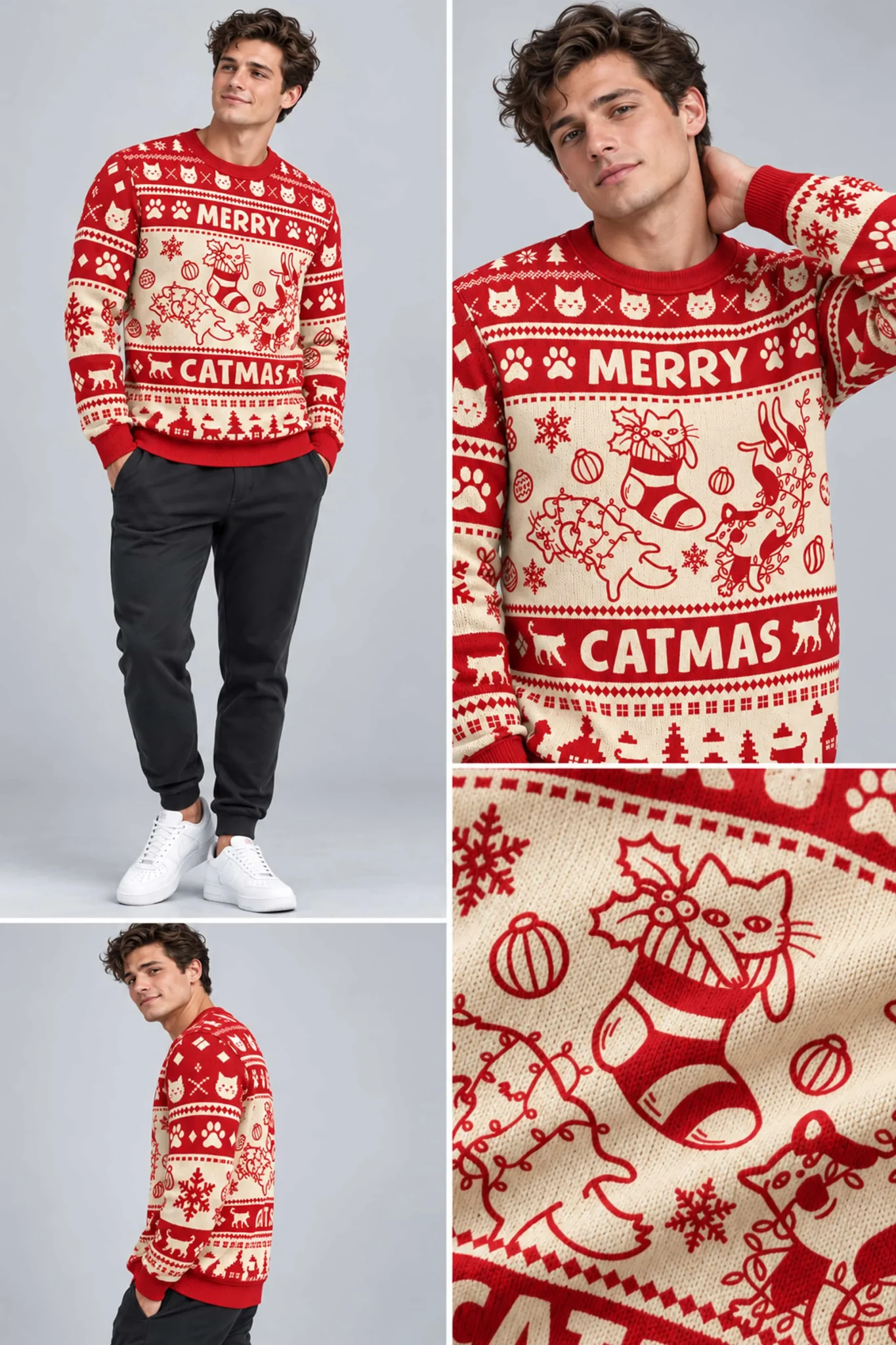 merry catmas ugly christmas sweater2