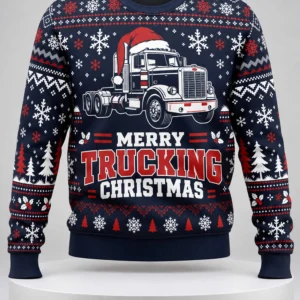 merry trucking christmas ugly christmas sweater