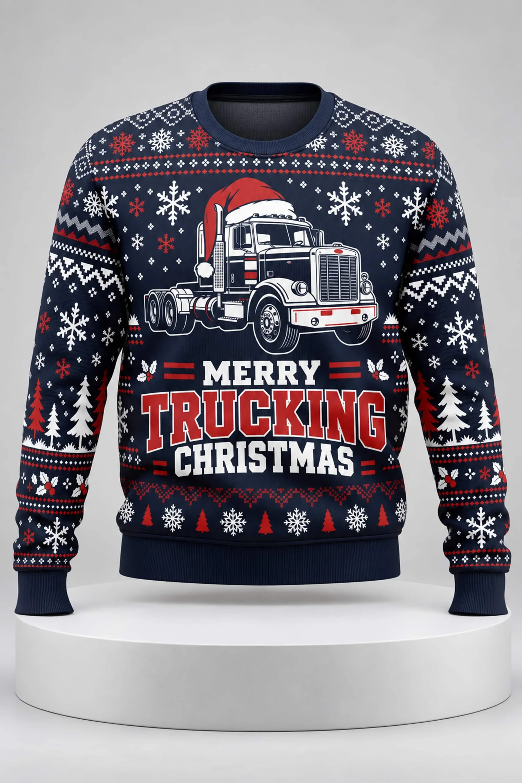 Merry Trucking Christmas Ugly Christmas Sweater 1 merry trucking christmas ugly christmas sweater