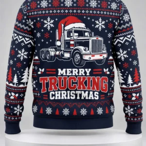 Merry Trucking Christmas Ugly Christmas Sweater 4 merry trucking christmas ugly christmas sweater1