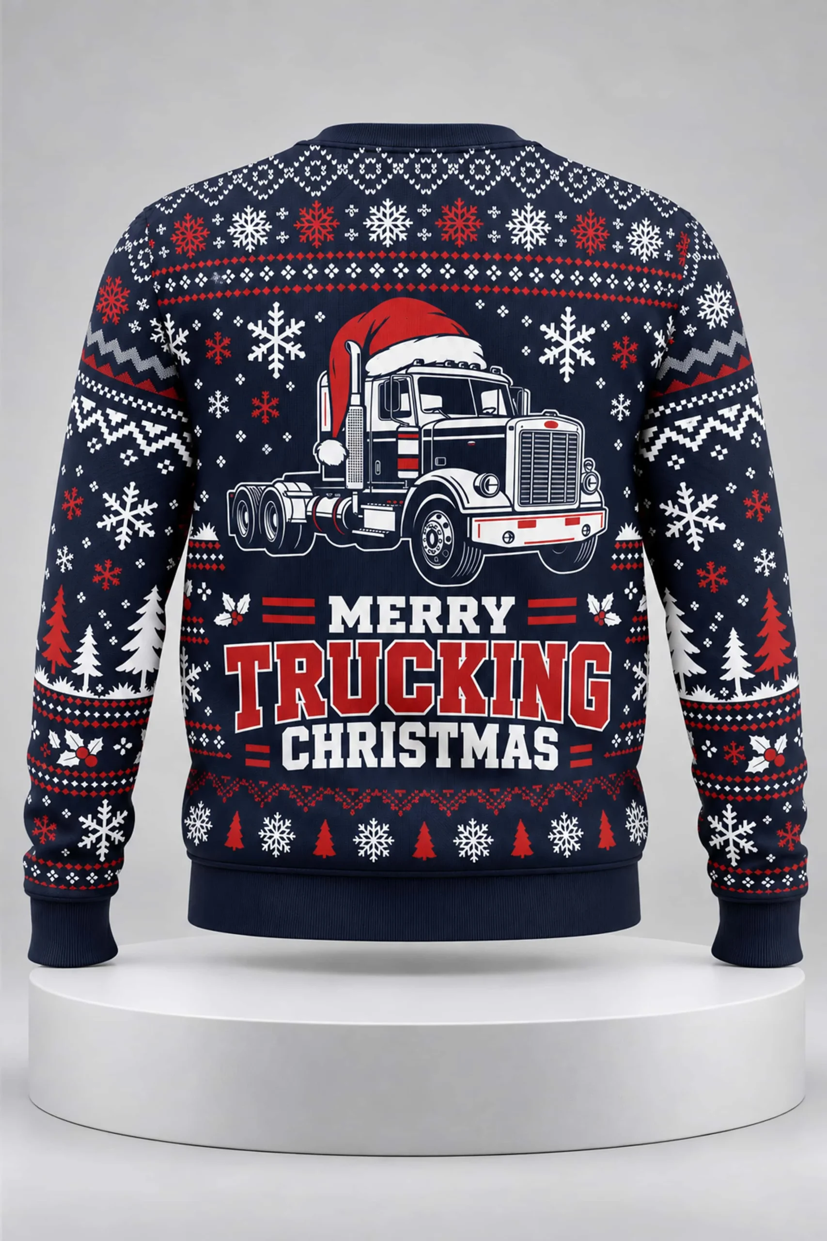 Merry Trucking Christmas Ugly Christmas Sweater 2 merry trucking christmas ugly christmas sweater1