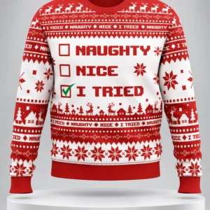 naughty nice i tried 2026 ugly christmas sweater