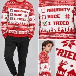naughty nice i tried 2026 ugly christmas sweater2