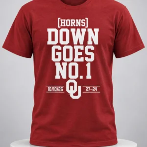 oklahoma football horns down goes no 1 shirt