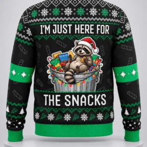 raccoon for the snacks ugly christmas sweater1