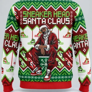 sneaker head santa claus ugly christmas sweater1