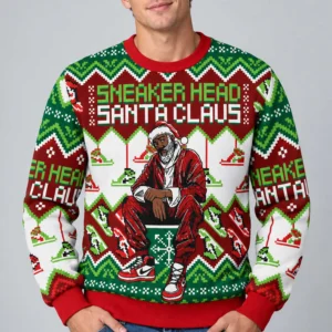 sneaker head santa claus ugly christmas sweater2