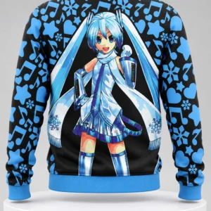 snow miku vocaloid ugly christmas sweater1