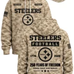 Steelers Military Appreciation 250 Years Of Freedom Camo Hoodie