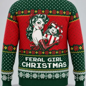 feral girl christmas ugly christmas sweater1