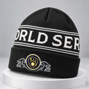 brewers 2026 world series locker room cuffed knit hat