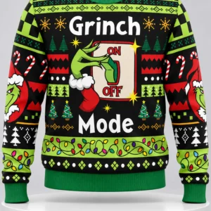 the grinch on off mode ugly christmas sweater