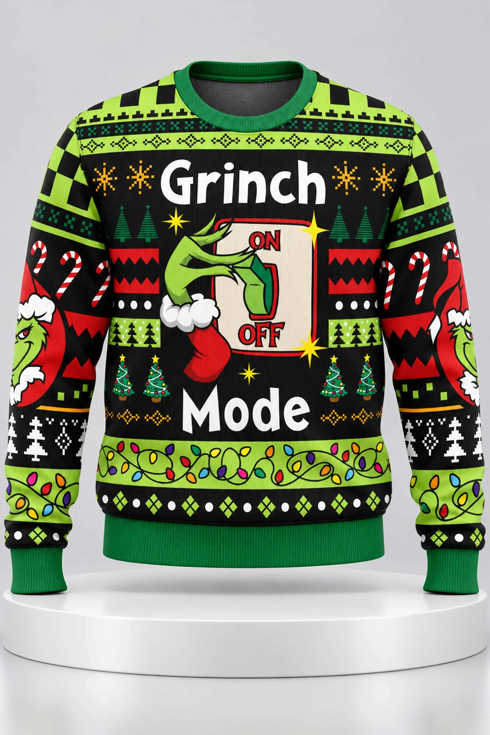 The Grinch On Off Mode Ugly Christmas Sweater 1 the grinch on off mode ugly christmas sweater