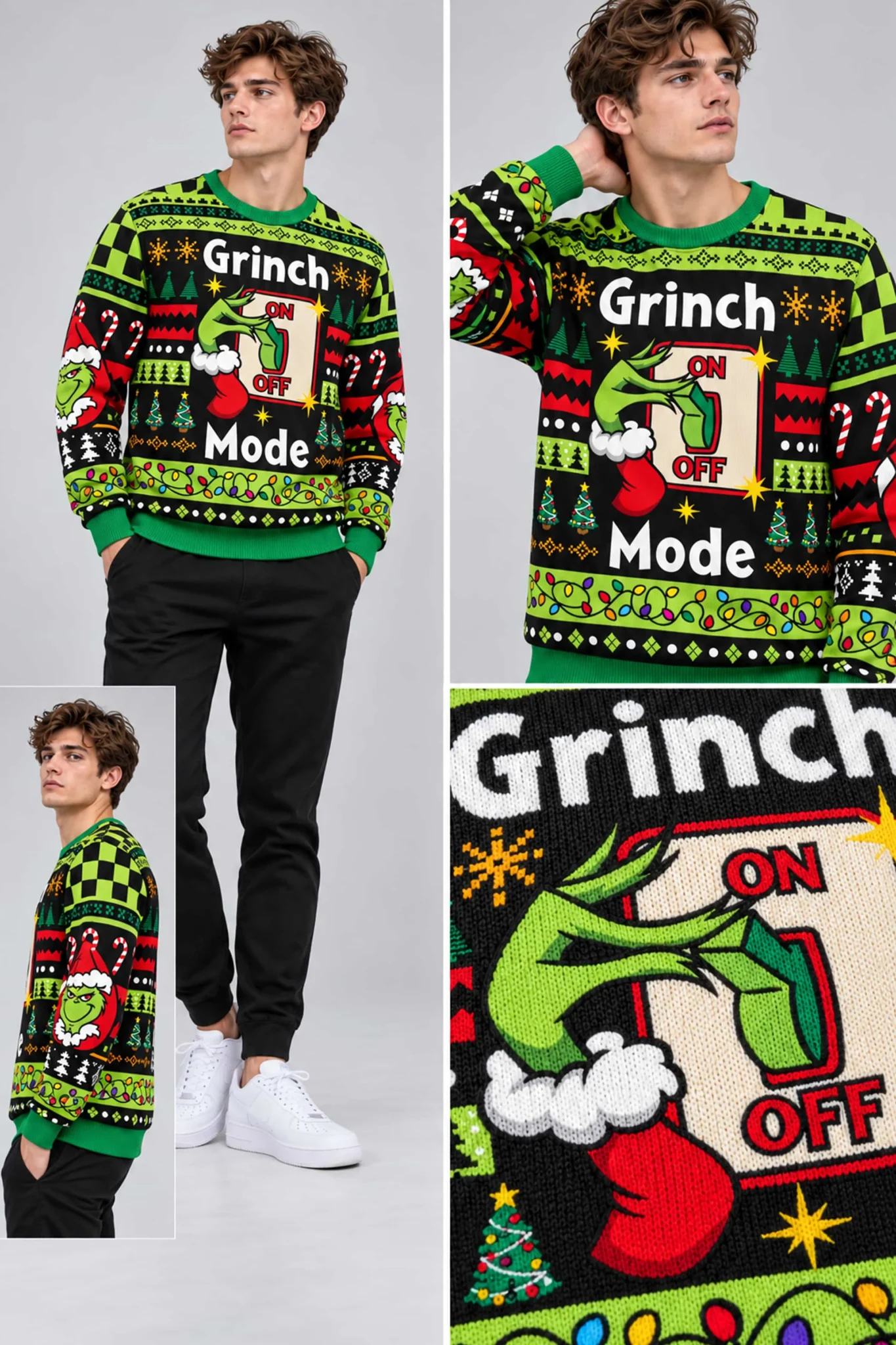 the grinch on off mode ugly christmas sweater2 the grinch on off mode ugly christmas sweater2